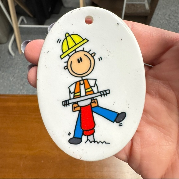 Cartoon Construction Worker Ornament - Picture 2 of 4